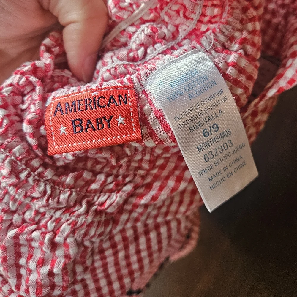 Patriotic American Baby Gingham Print Kids Dress